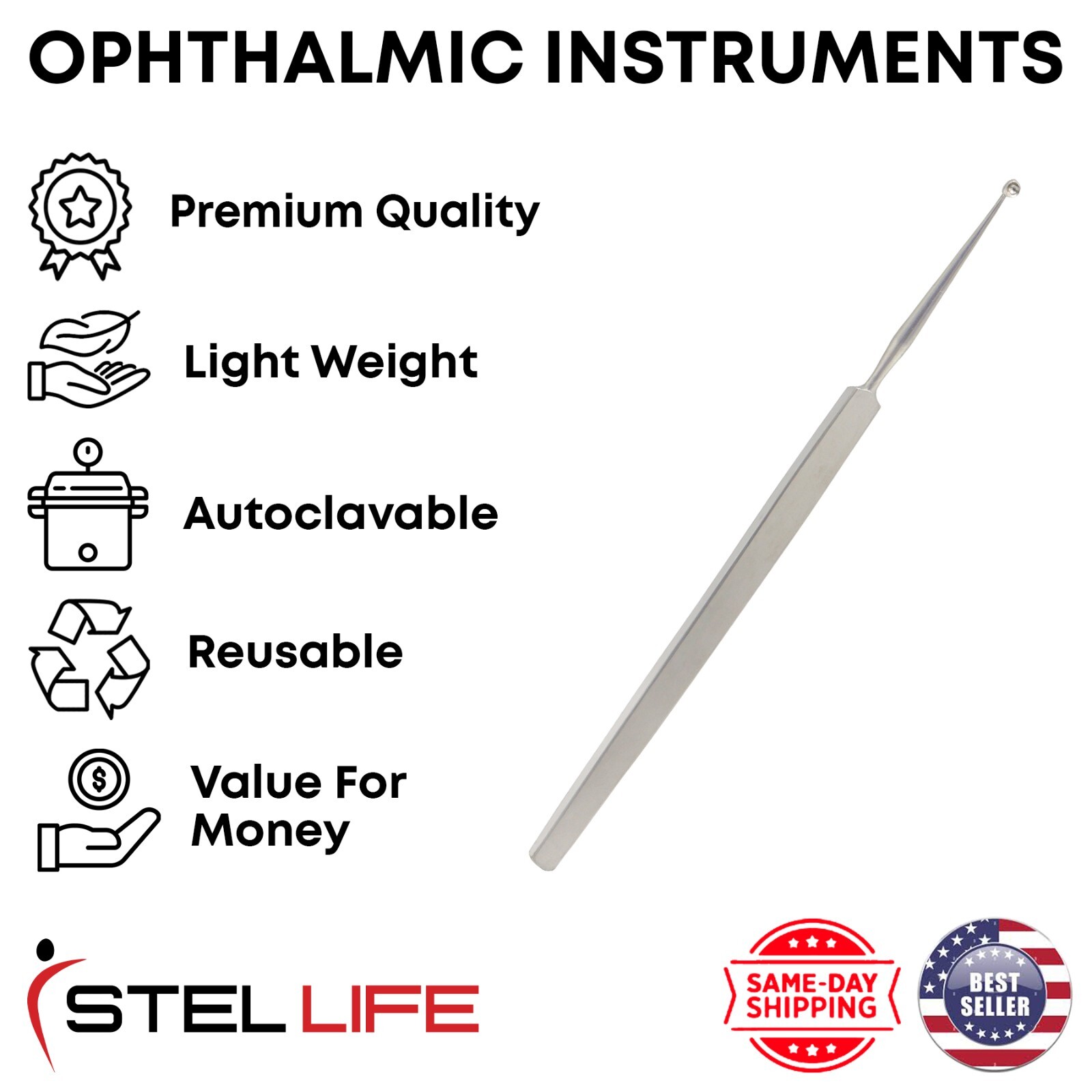 Herba Chalazion Curette 2.5mm fig 3 Premium Stainless Steel Ophthalmic Eye Tools