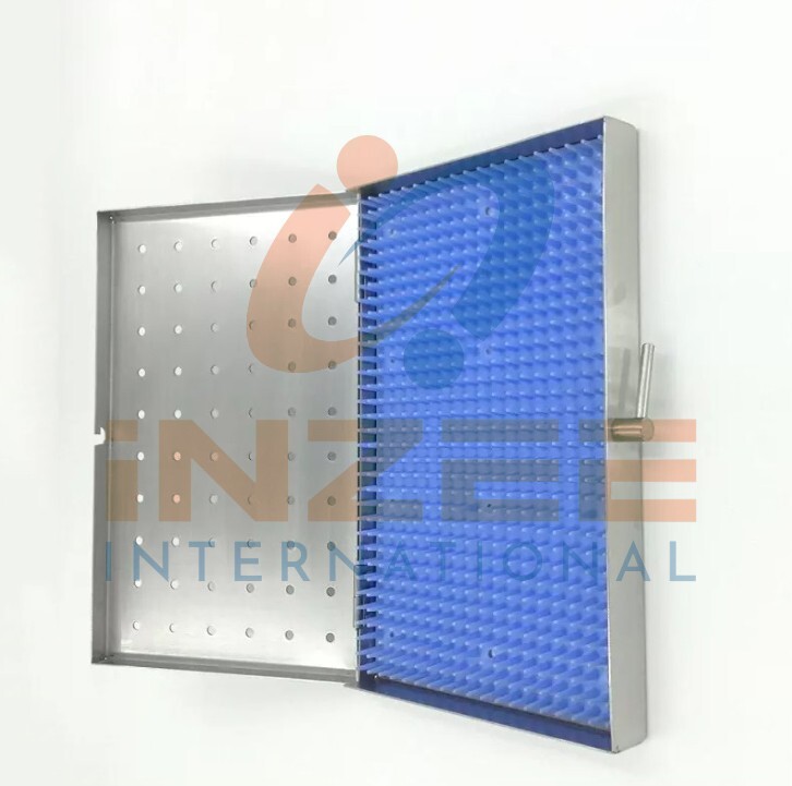 Sterilization Tray case Big Size With Silicon Mat Surgical Instrument By Inzee