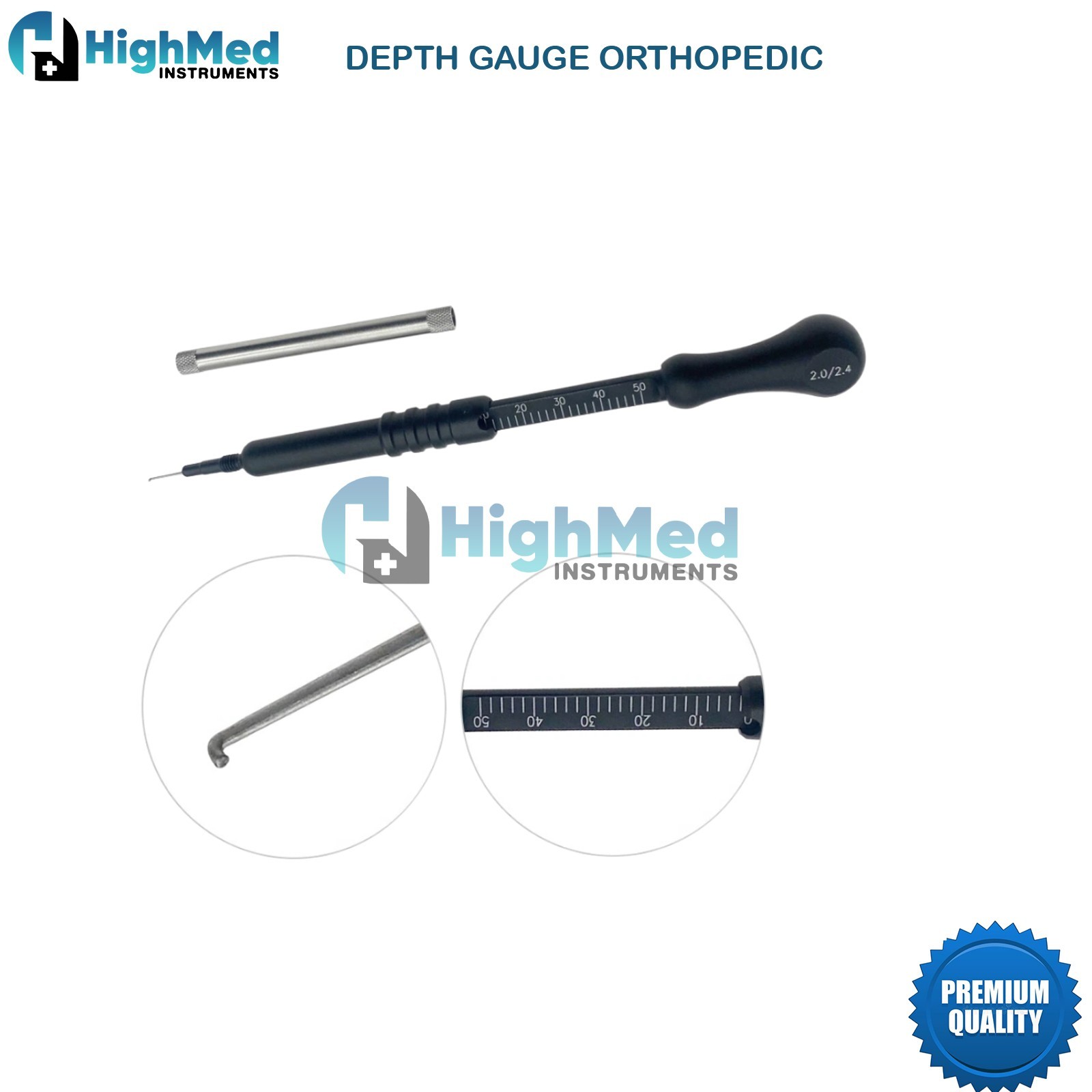 Depth Gauge orthopedic instrument aluminum measure ruler drill hole measurement