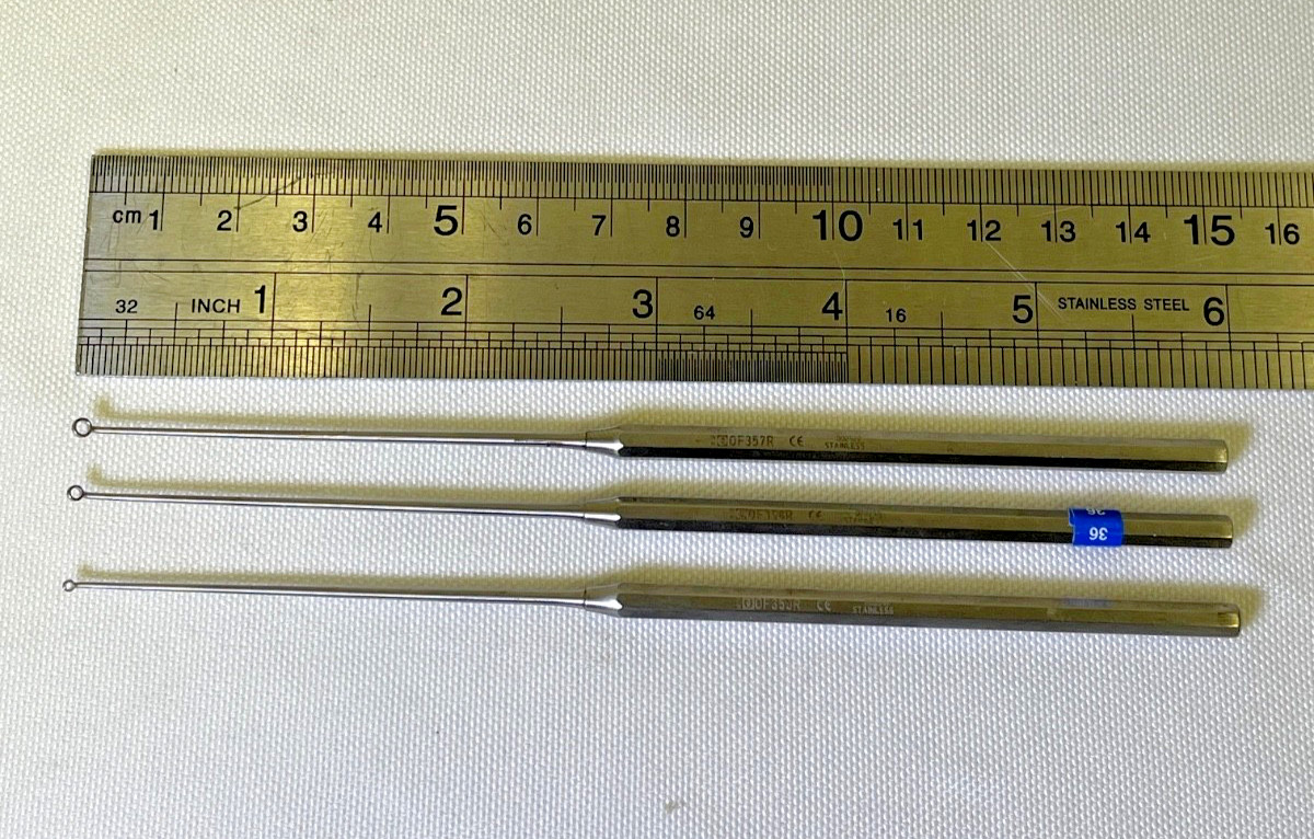 3 Piece Aesculap OF355R OF356R & OF357R Angled Tip Buck Ear Curettes Blunt ENT