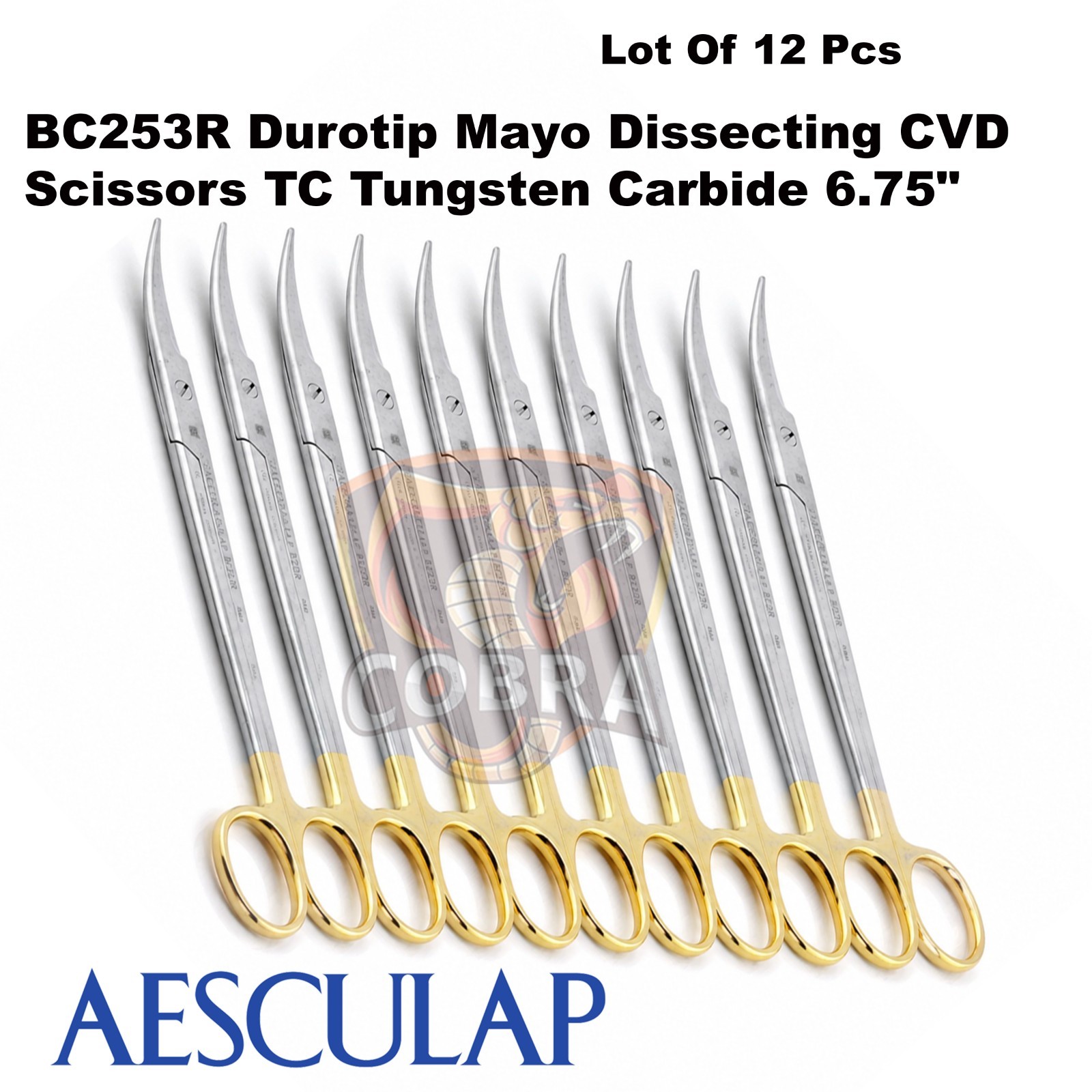 AESCULAP BC253R Duro Tip Mayo Dissecting Curved Scissors T C 6.7” Lot of 12 Pcs
