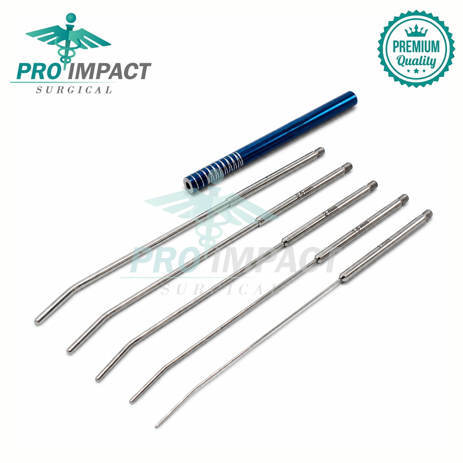 Mini Cervical Uterine Dilator Set With Interchangable Handle 1, 1.5, 2, 2.5, 3mm