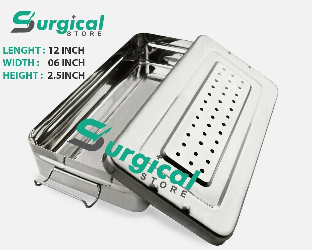 Surgical Dental Instrument Box Cassette Autoclave Sterilization Container 12’S.S