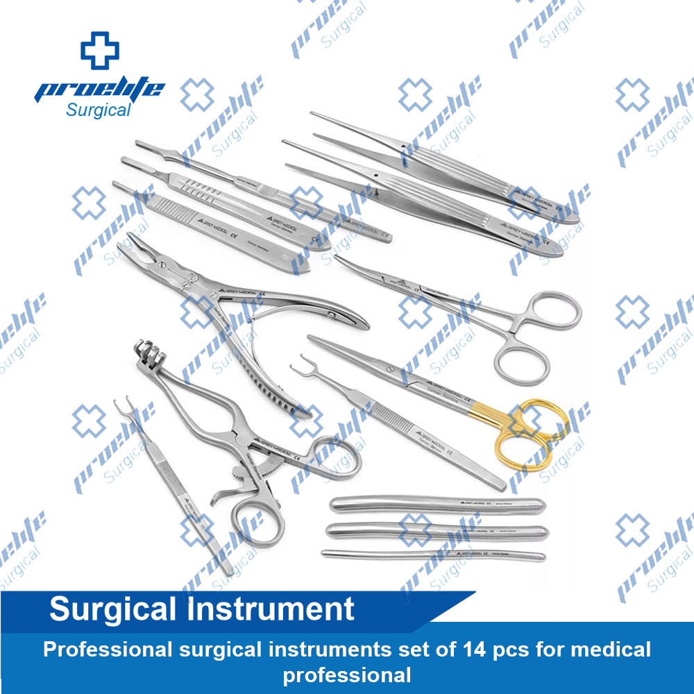Professional surgical instruments set of 14 pcs for medical professional
