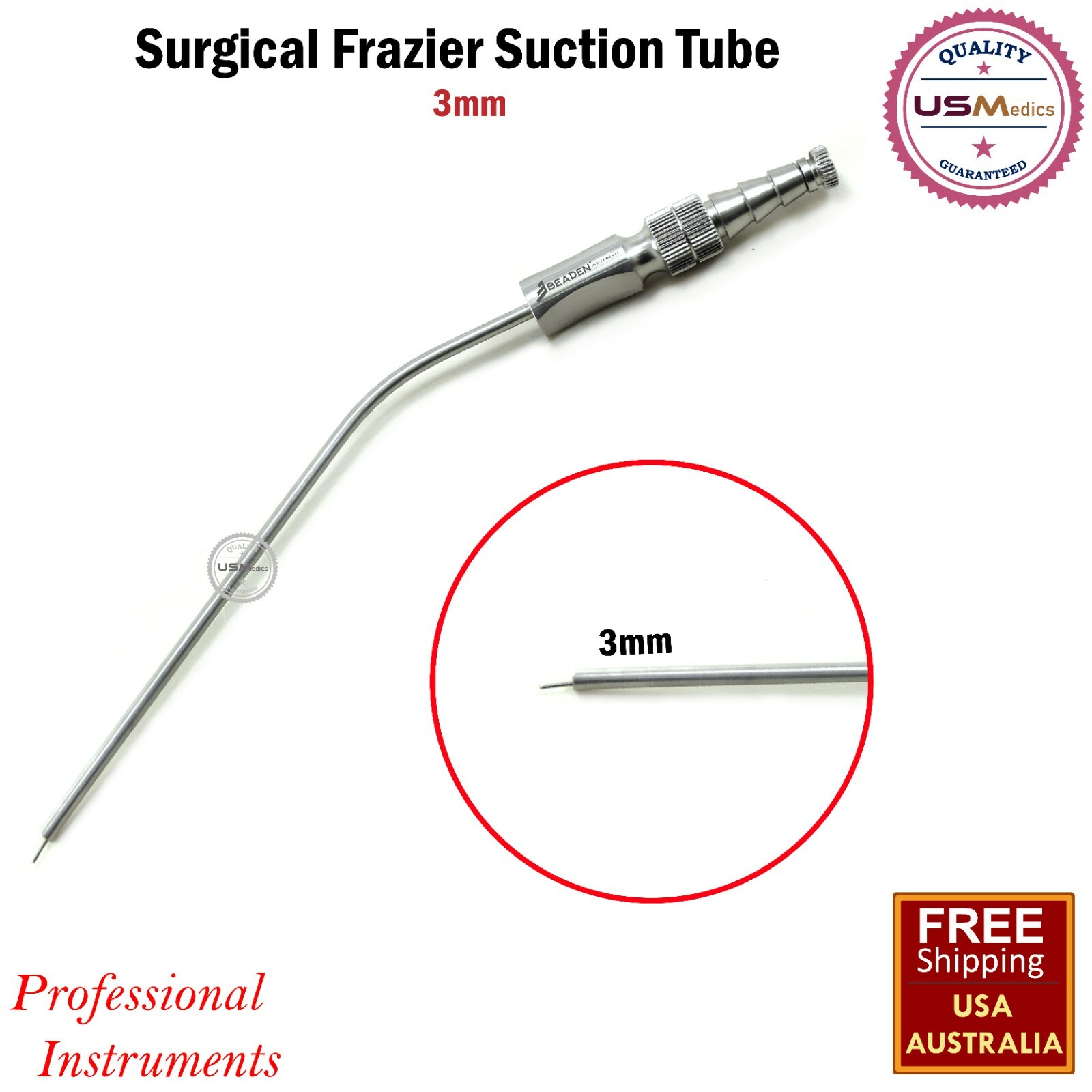 Dental Surgical Aspirator Frazier Suction Tube 3mm Diagnostic Instruments