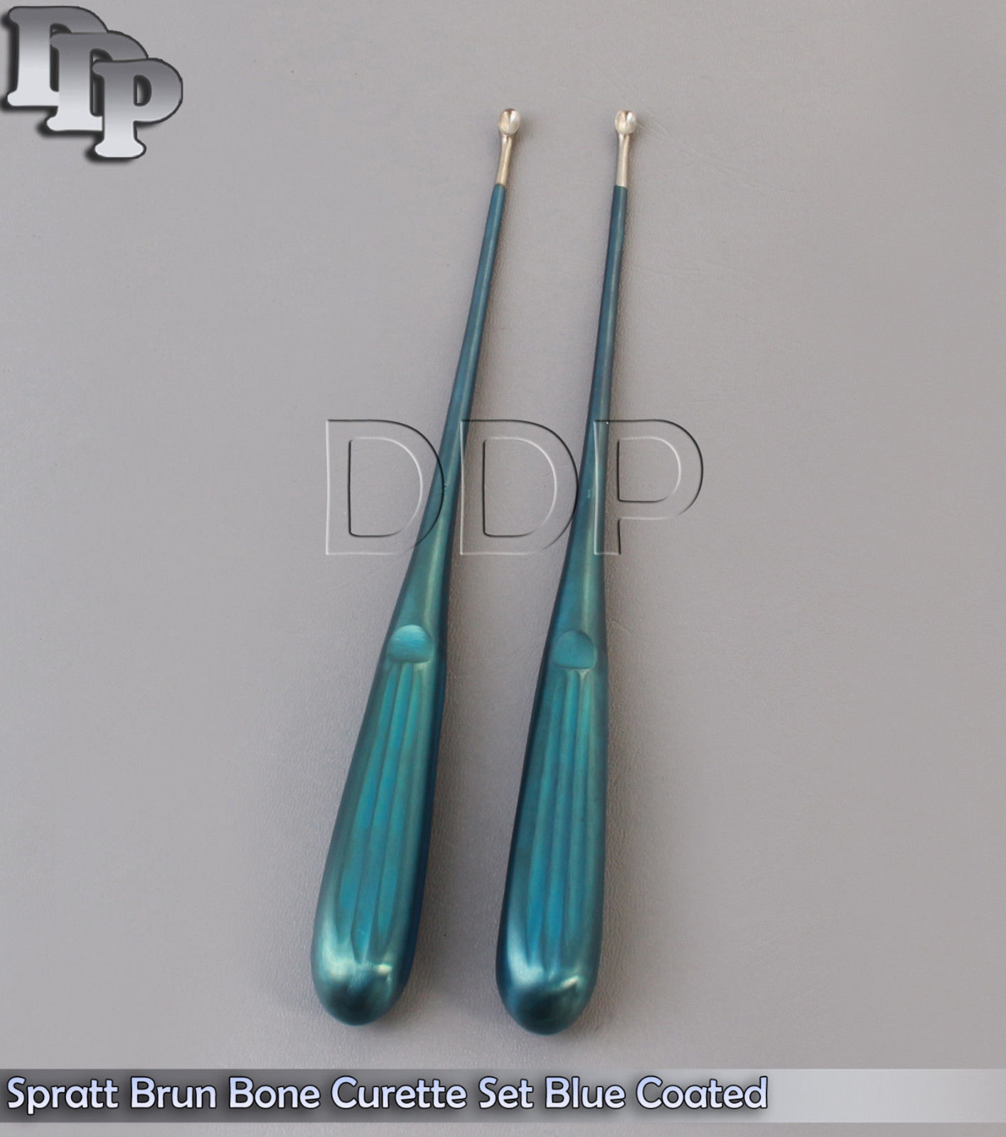 Set Of 2 Pcs Spratt Brun Bone Curette Size 1,2 Blue Coated Surgical Instrument
