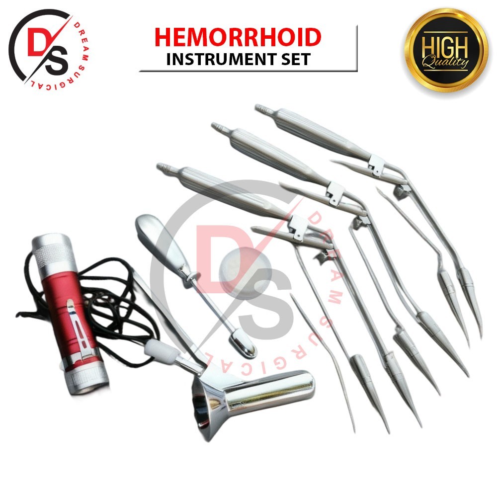 Set Of 5 Hemorrhoid Suction Ligature & Rubber Band & Proctoscope Light Source