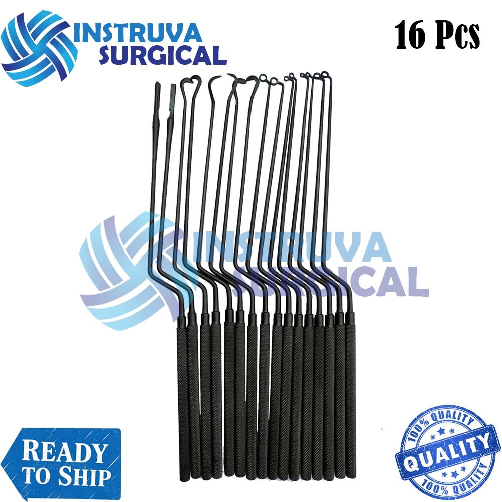 BrAND NEW Hardy Pituitary Neuro Curettes Set Of 16 Surgical Instruments WITH BOX