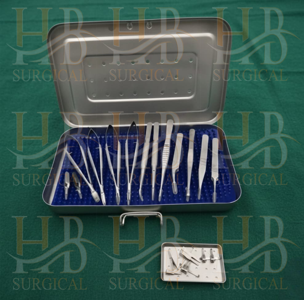 Micro Hand Surgery Set of 15 Pcs with Silicon Matt and Sterilization Box