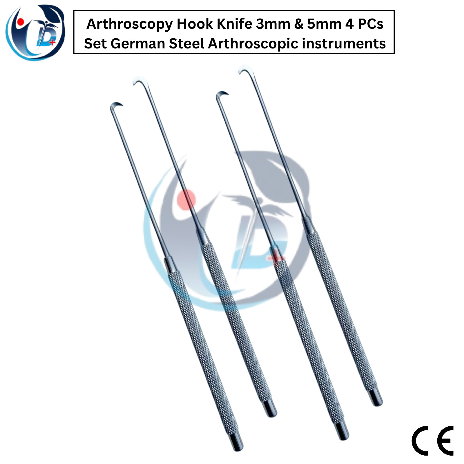 Arthroscopy Hook Knife 3mm & 5mm 4 PCs Set German Steel Arthroscopic instruments