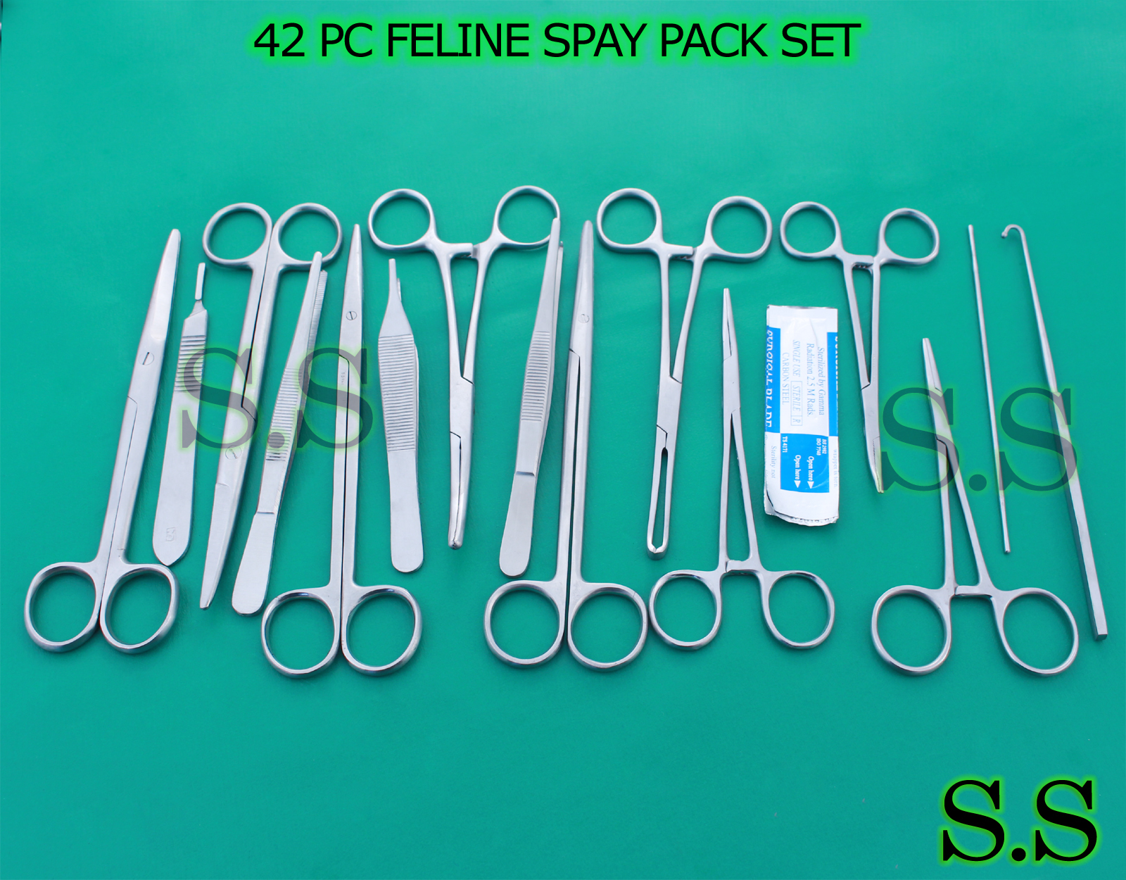 42 PC FELINE SPAY PACK VETERINARY SURGICAL INSTRUMENTS DS-1045
