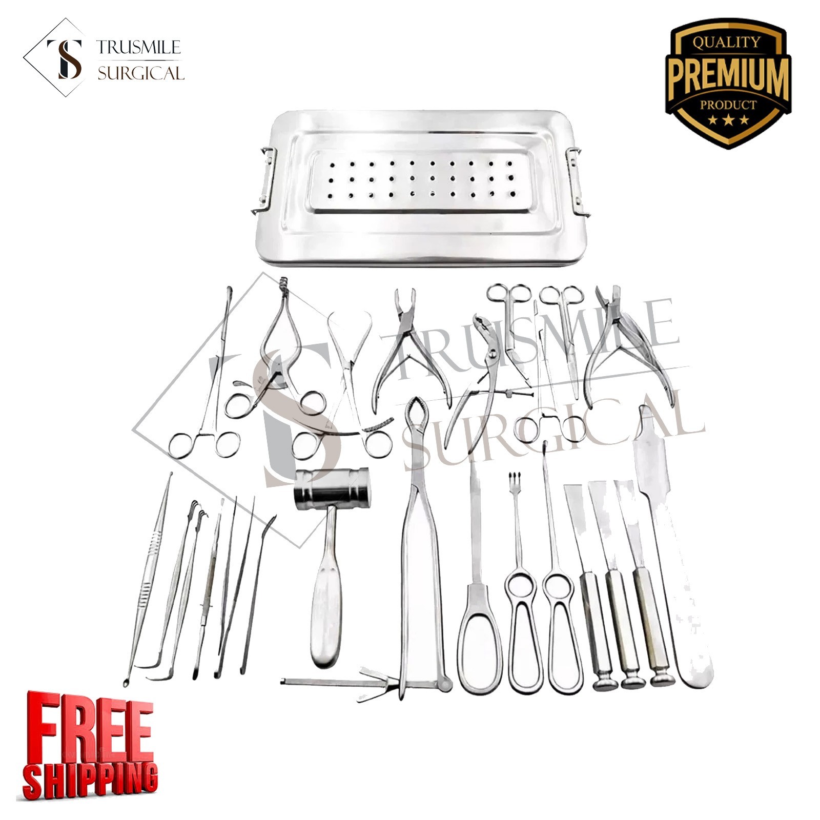 Basic Orthopedic Surgery Instrument Set 25 Pcs Stainless Steel Surgical Kit Box