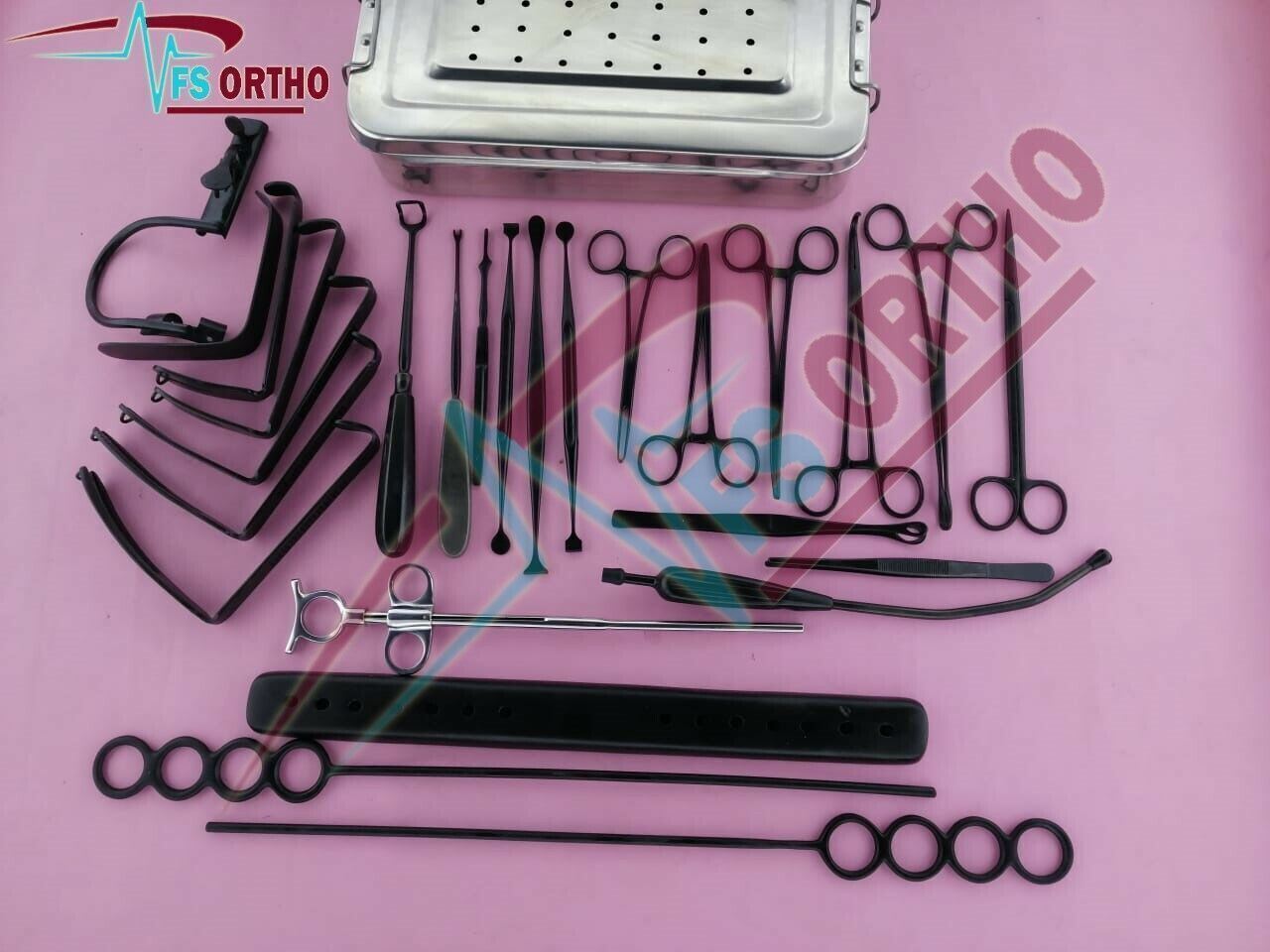 Tonsillectomy 27 pcs and Adenoidectomy Surgical Instruments Set Black Coated