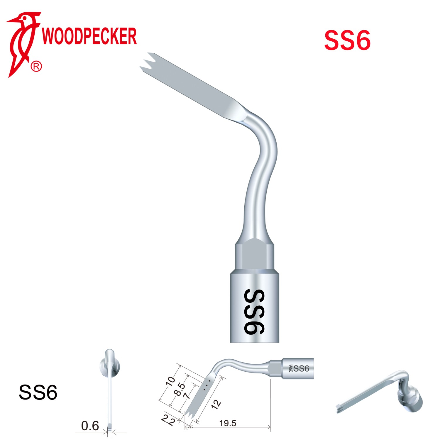 Woodpecker Dental Perio Bone Surgery Tips SS6 for Surgic Smart & AI Surgery
