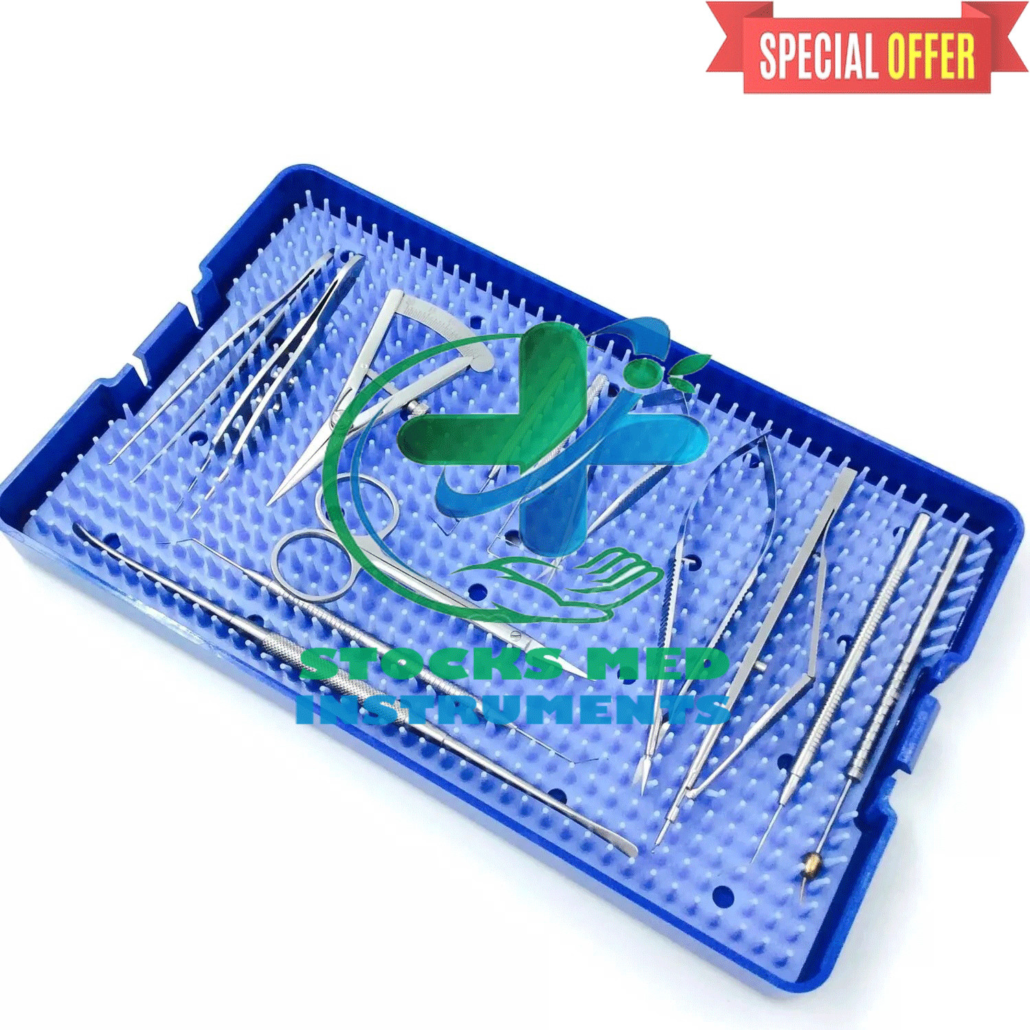 glaucoma surgical instruments kit set ophthalmic & silicone tray Stainless steel