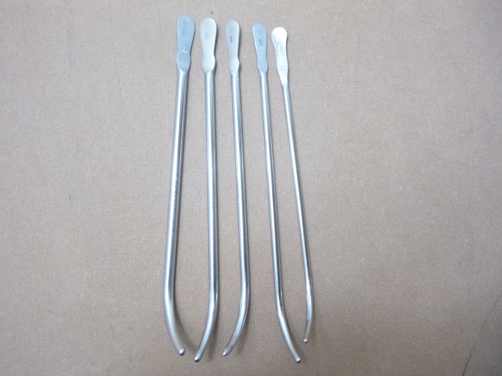Lot of 5 Miltex Urethral Sound # 20, 22, 25, 26, Haslam # 18