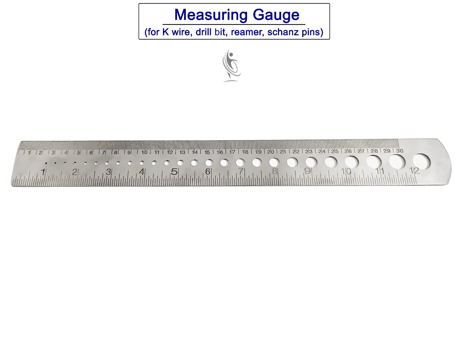 Measuring Gauge Scale for K-Wire, Drill Bit, Screw, Steinman Pin Orthopedic SS