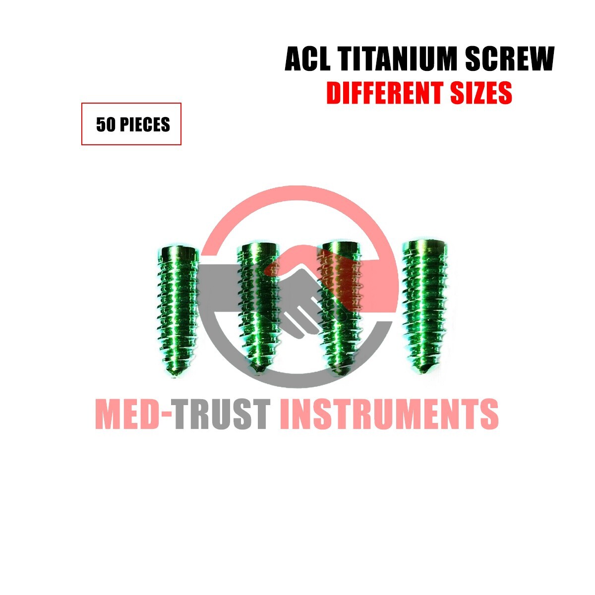 ACL Titanium Screw (Lot of 50pcs) with Different size orthopedic Instrument
