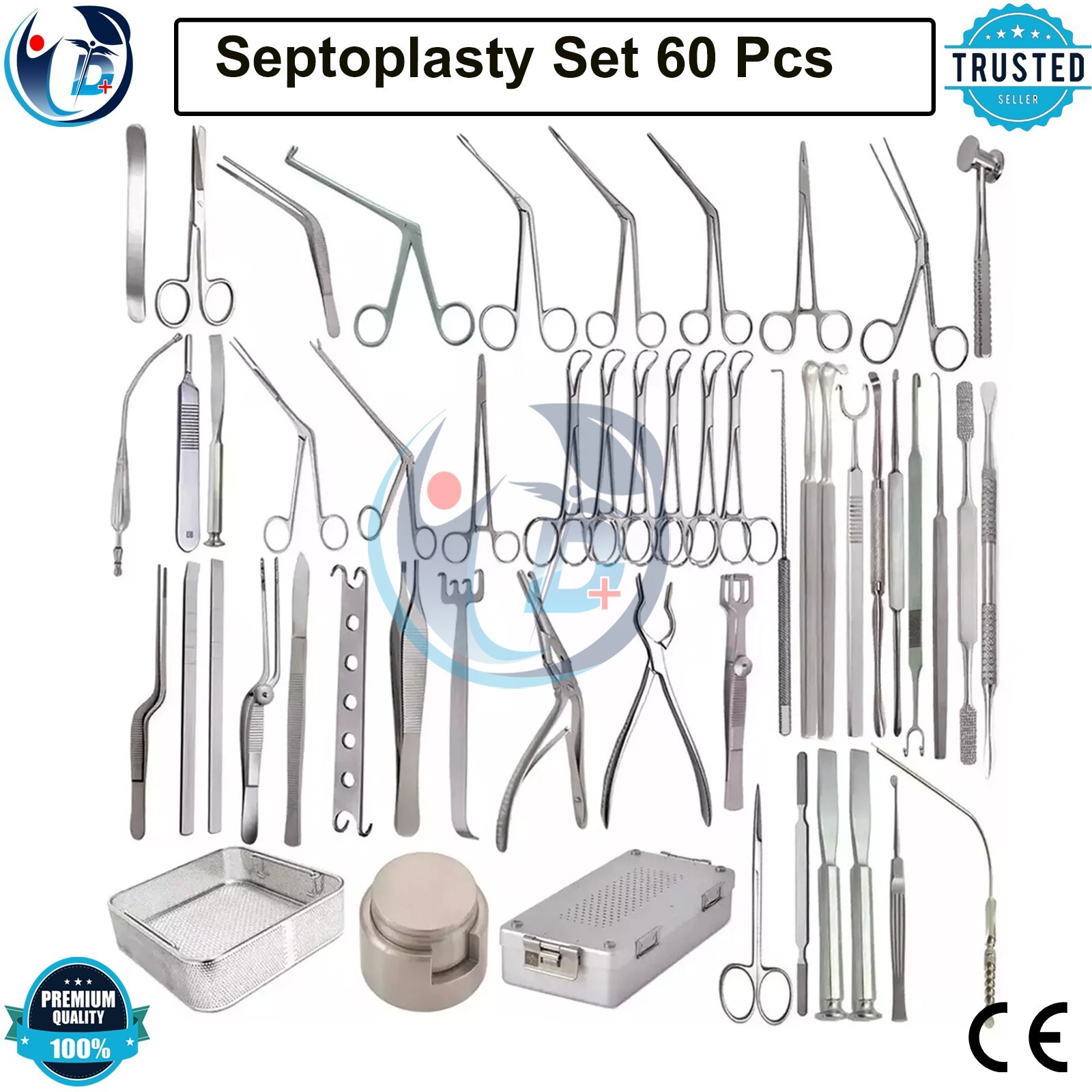 60 Pcs Septoplasty Set For Surgery to Correct Deviated Septum Nasal Instruments
