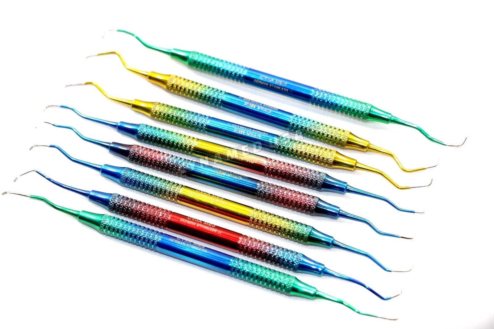German 8 Pcs PERIODONTAL HOLLOW GRACEY CURETTE SET MEDICAL SURGICAL INSTRUMENTS