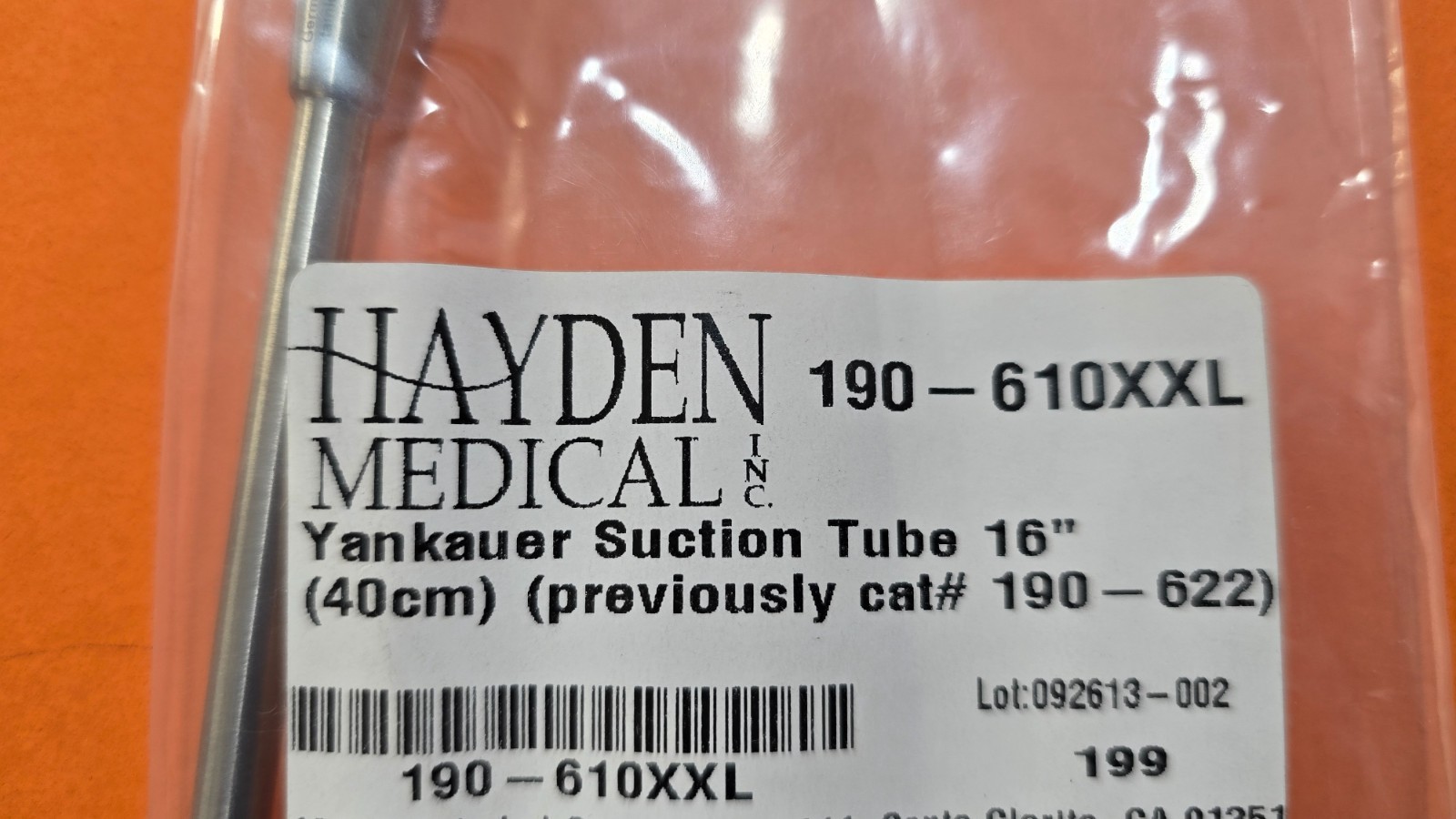 Hayden Medical Surgical Yankauer Suction Tube 16″ (40cm) Stainless Steel