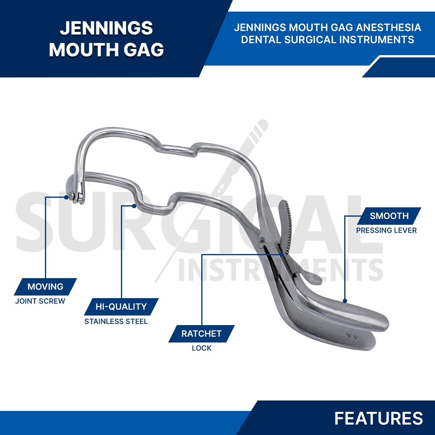 Jennings Mouth Gag 9 cm Surgical Dental Anesthesia tonsillectomy German Grade