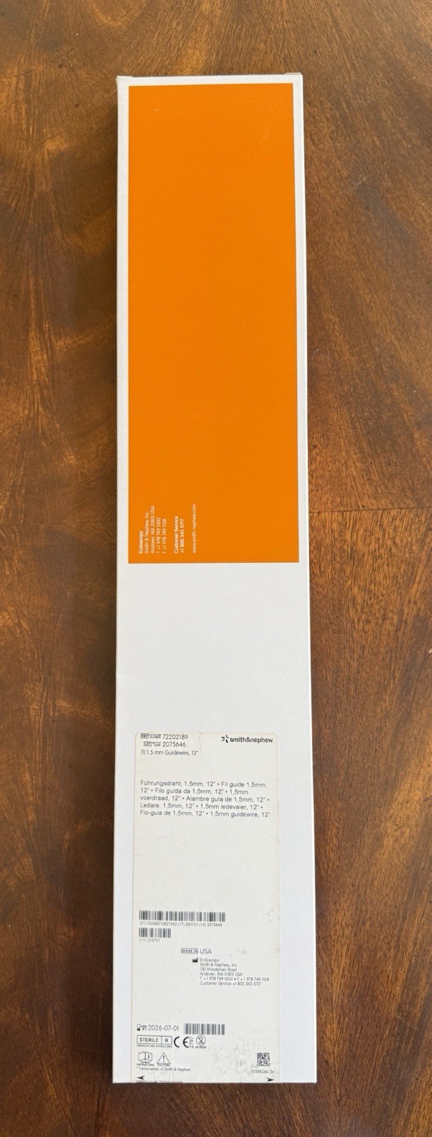 SMITH & NEPHEW (1) 1.5 mm Guidewire, 12″ Item No. 72202189 Date: 2026-07-01