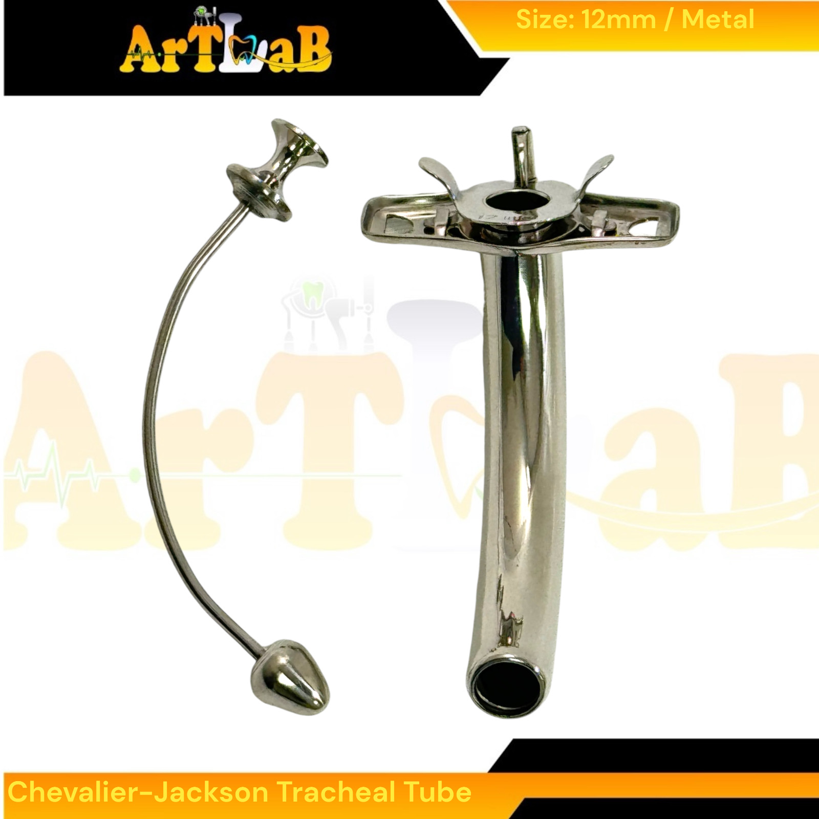 Size 12 Chevalier-Jackson Tracheal Tube Cannula with Obsturator – Tracheostomy