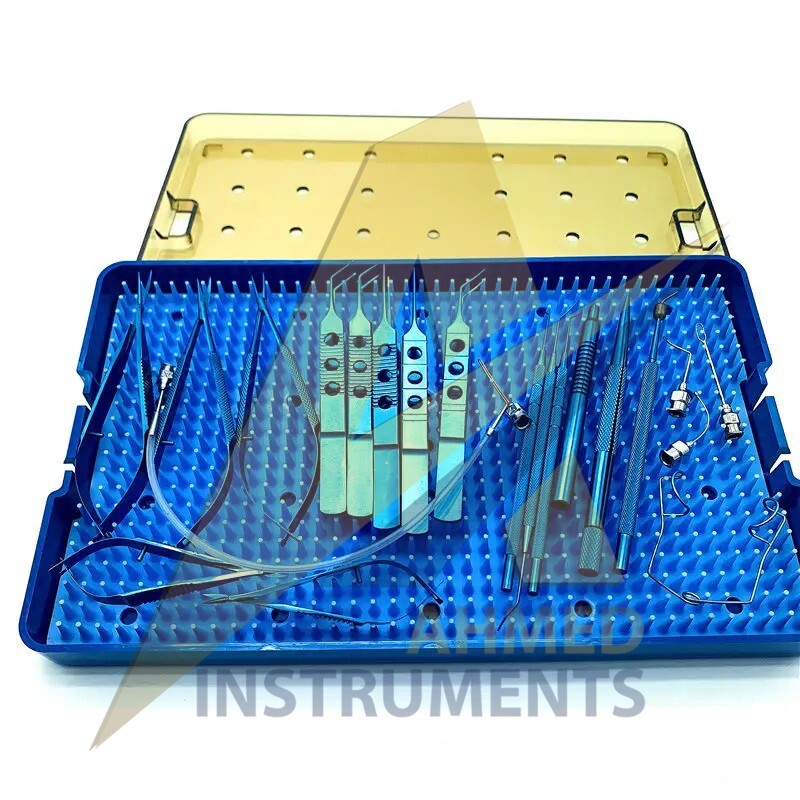 Eye Cataract Titanium Set 21 PCS Ophthalmic instruments with Sterilization Tray