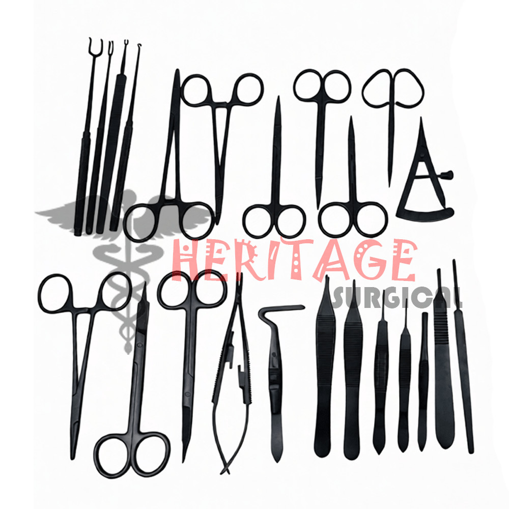 Blepharoplasty Instruments Set – Black | Plastic & Eye Surgery Kit with Box