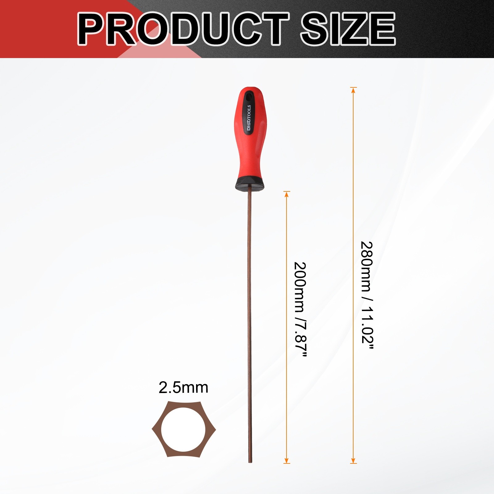Hex Screwdriver Wrench 2.5mm Long Magnetic Flat Head Hexagon Screw Driver