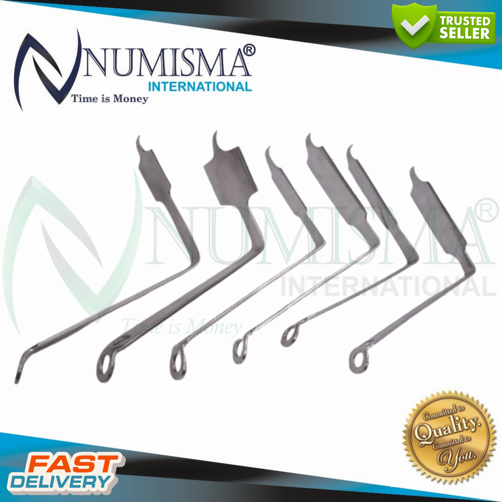 Hohmann Knee Retractors Bent Orthopedic Surgical Instruments Set of 6 Pieces CE
