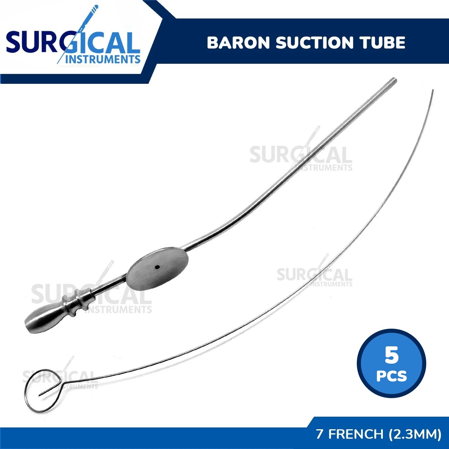 5 Pcs BARON Suction Tube 7 Fr. (2.3 mm) Surgical Instruments German Grade