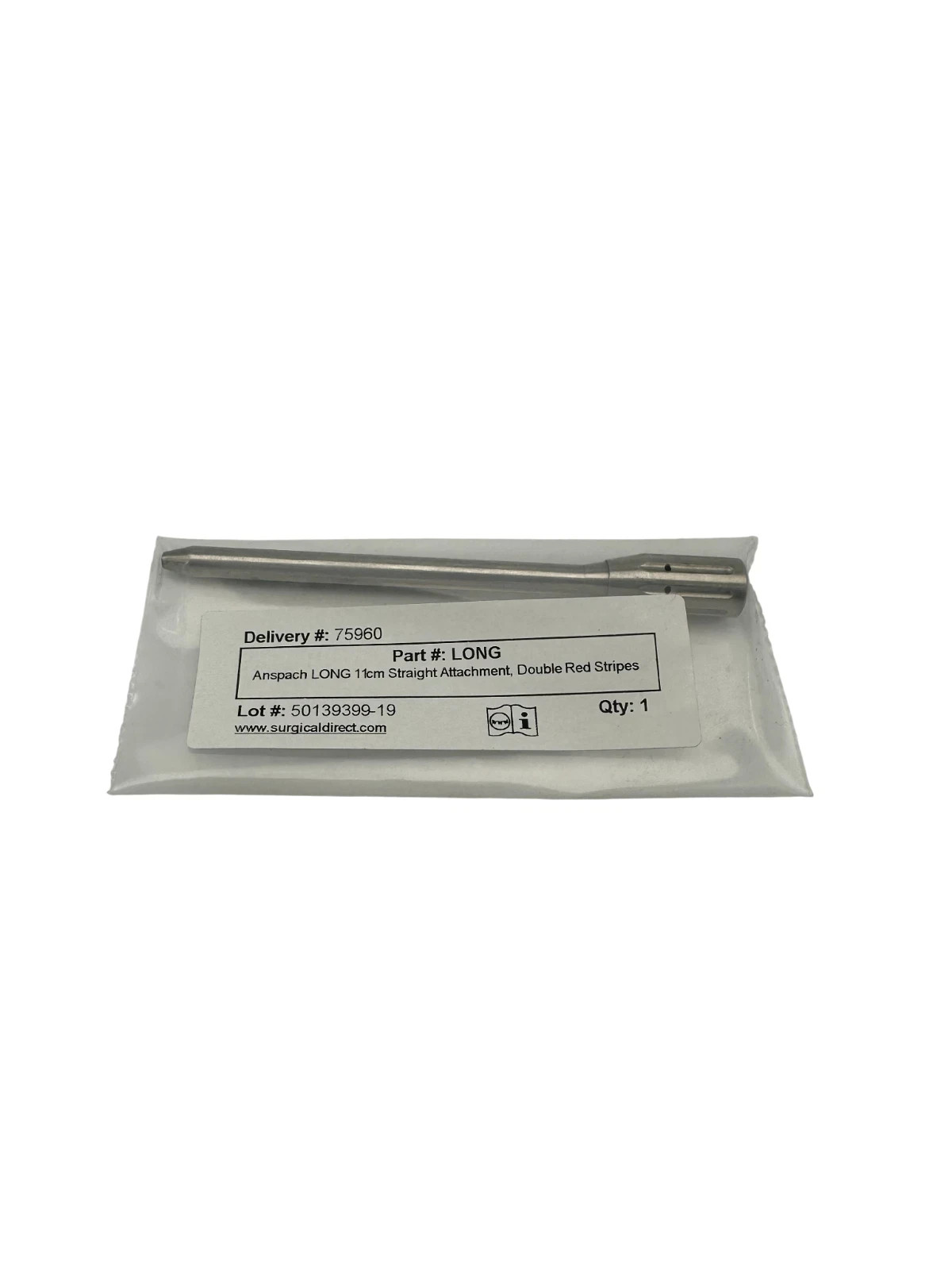 LONG Attachment, Straight, 11cm, Double Red Stripes