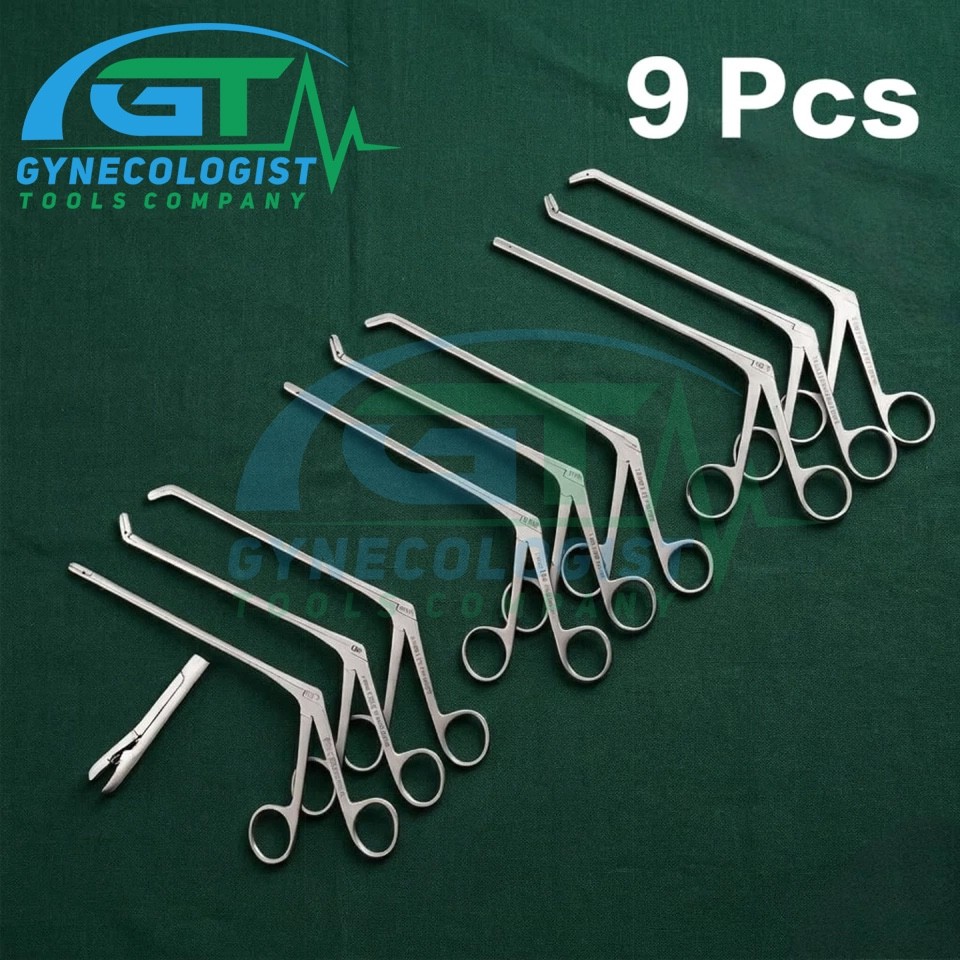 Laminectomy Intervertebral Disc Rongeur 9 Pcs Set Up,Down,Straight 2,3,4mm 18cm