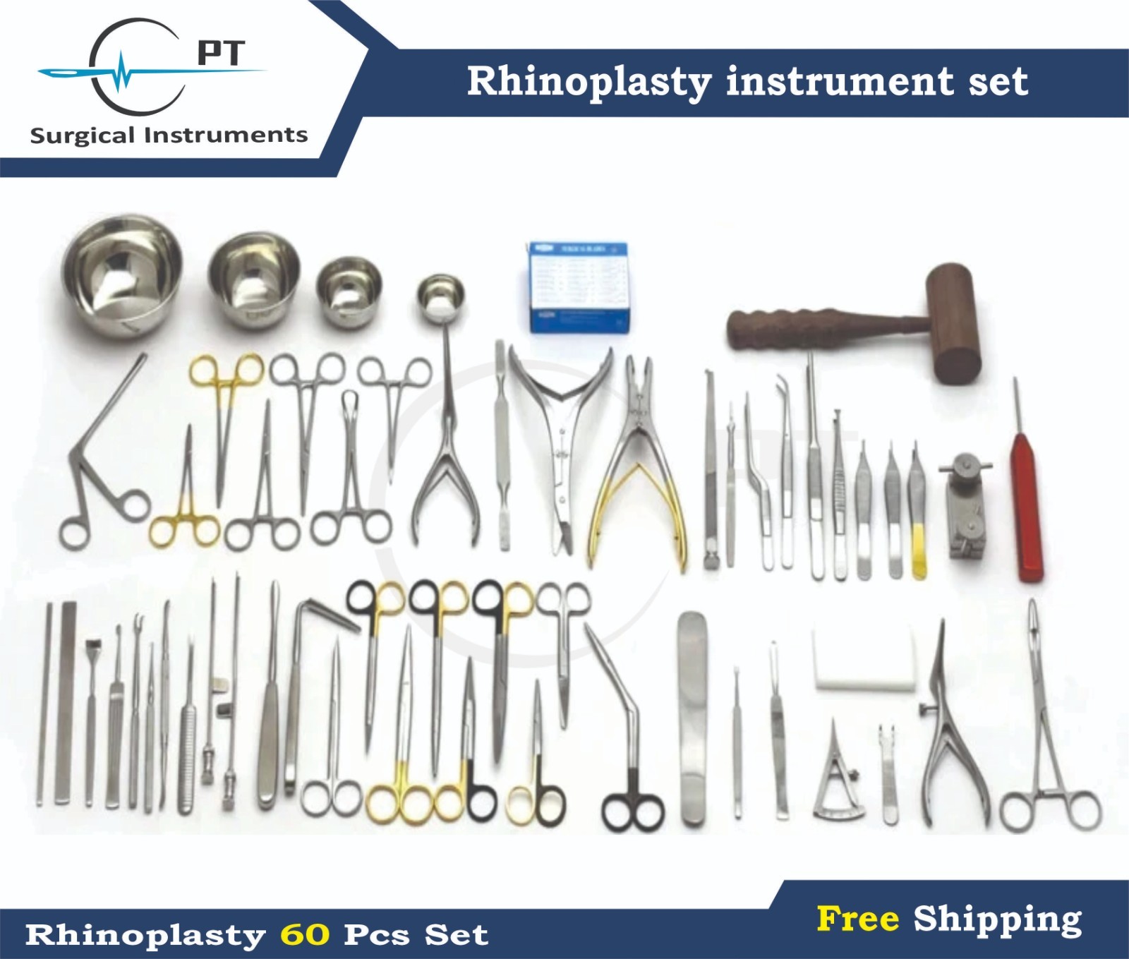 Major Rhinoplasty Instruments ENT Nose & Plastic Surgery Instrument Set Of 60Pcs