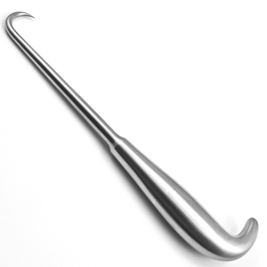 Set of 3 Bone Hooks, 7.5″, Sharp 1-Prong, 3/8″ (10mm) Deep, Thumb Grip.