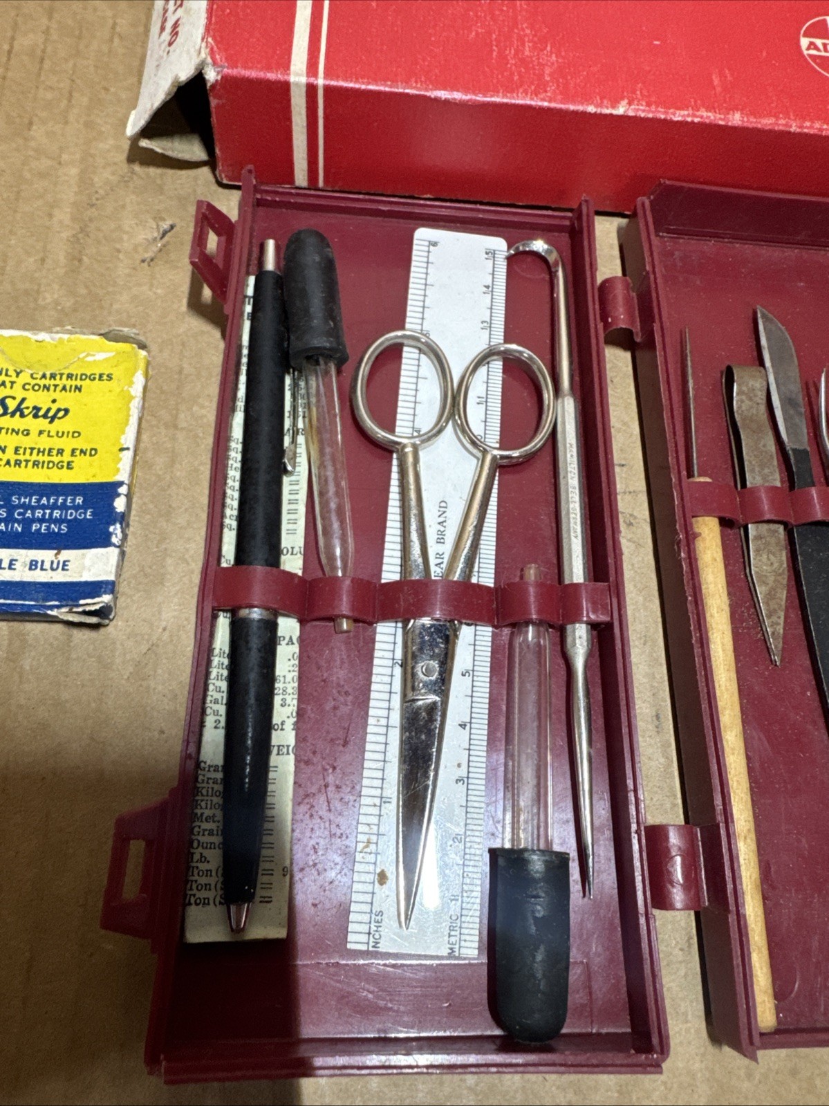 Vintage Clay – Adams Dissecting Kit No 200 Scalpel Forceps Scissors Probe USA
