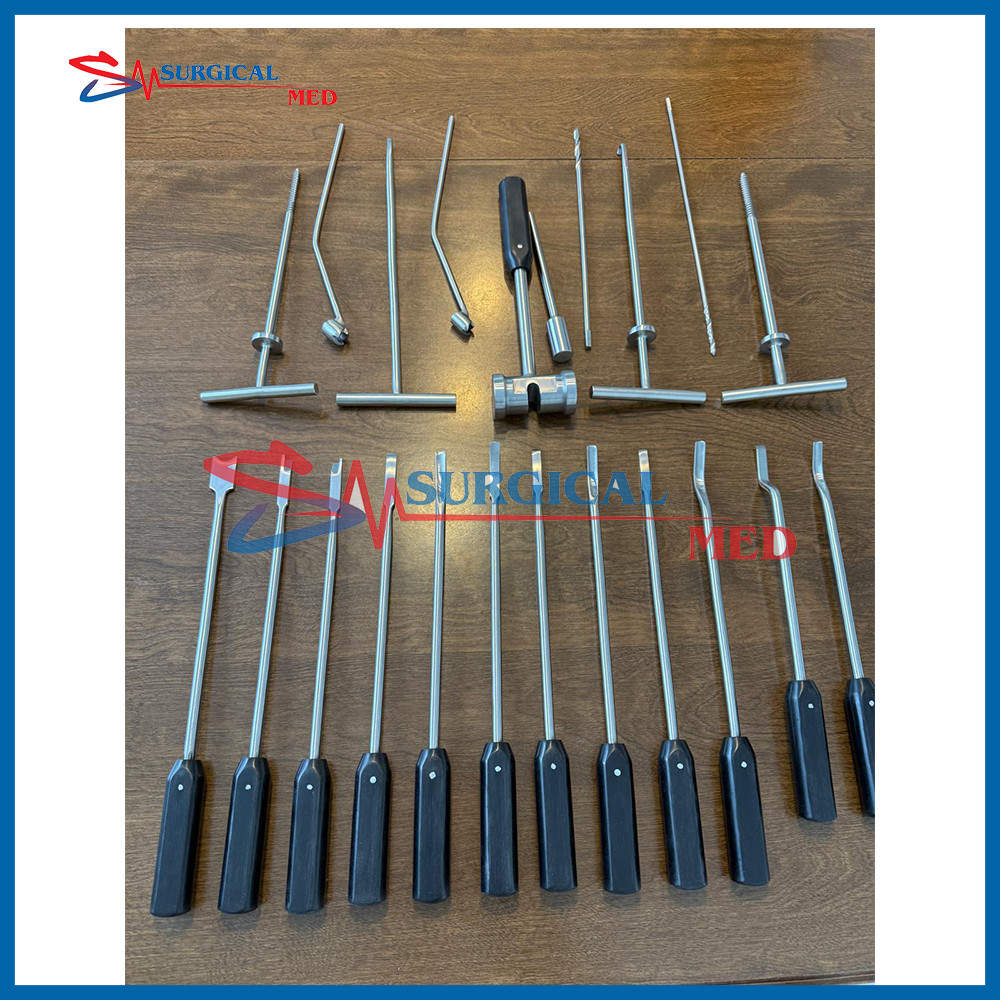 Mueller-Type Cement Removal Instruments Titanium Blue Set of 22 Pcs Orthopedic