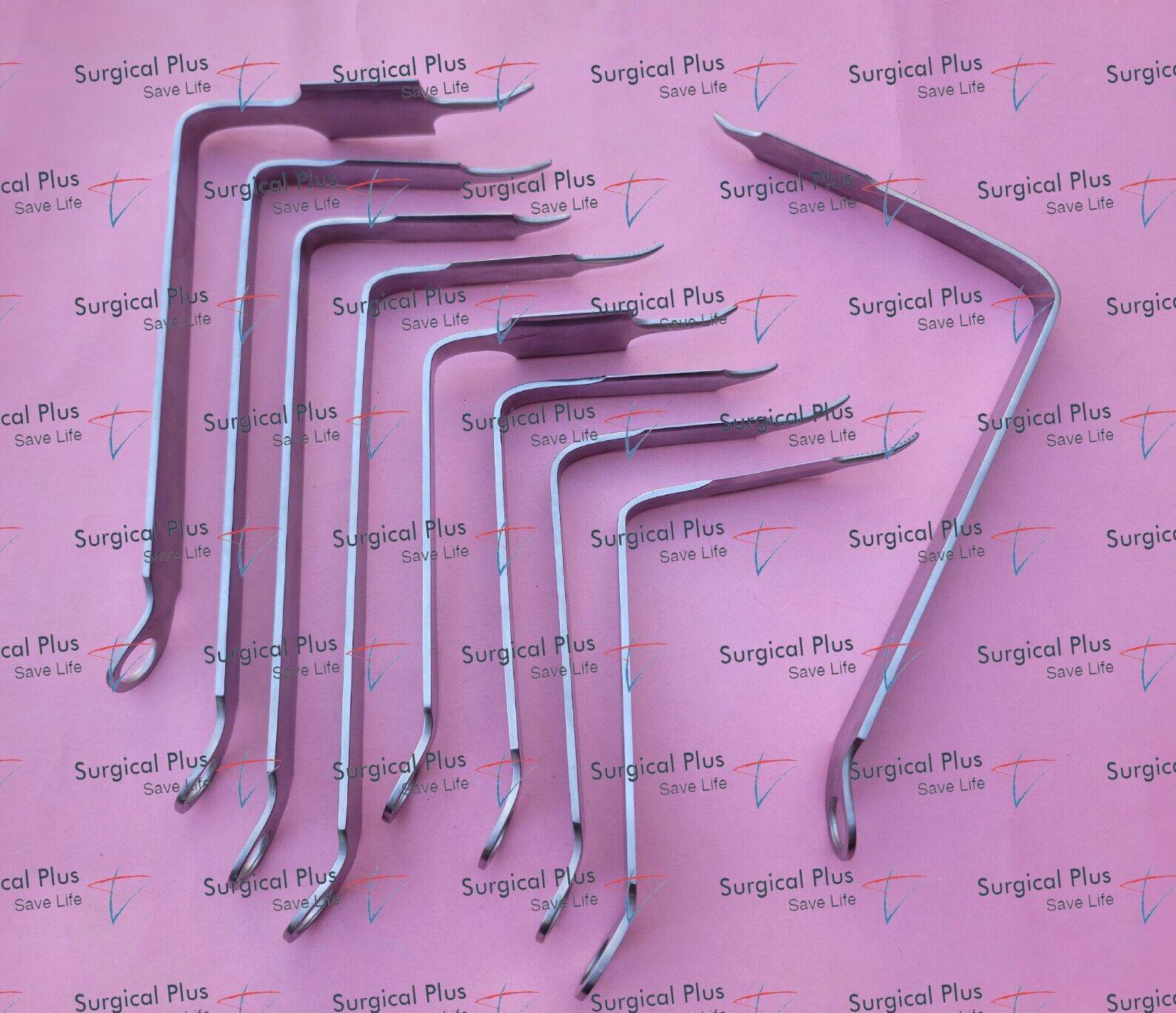 Set Of 9 Bent Hohmann Knee Retractor Hip Arthroplasty Joint Surgery