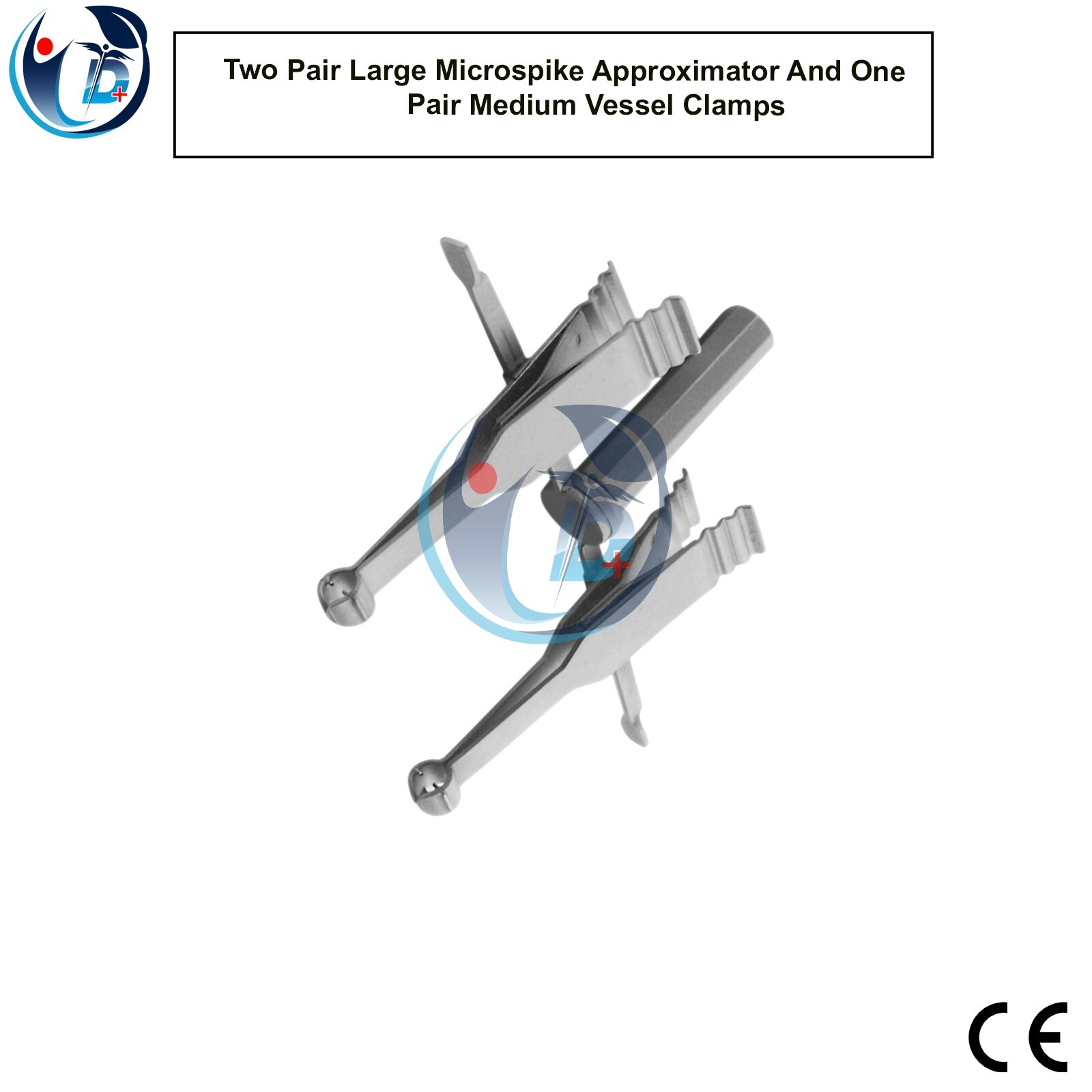 Two Pair Large Microspike Approximator And One Pair Medium Vessel Clamps