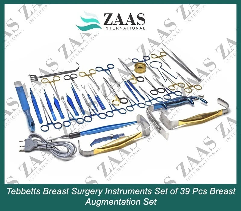 Tebbetts Breast Surgery Instruments Set of 38 PCs, Breast Augmentation Set