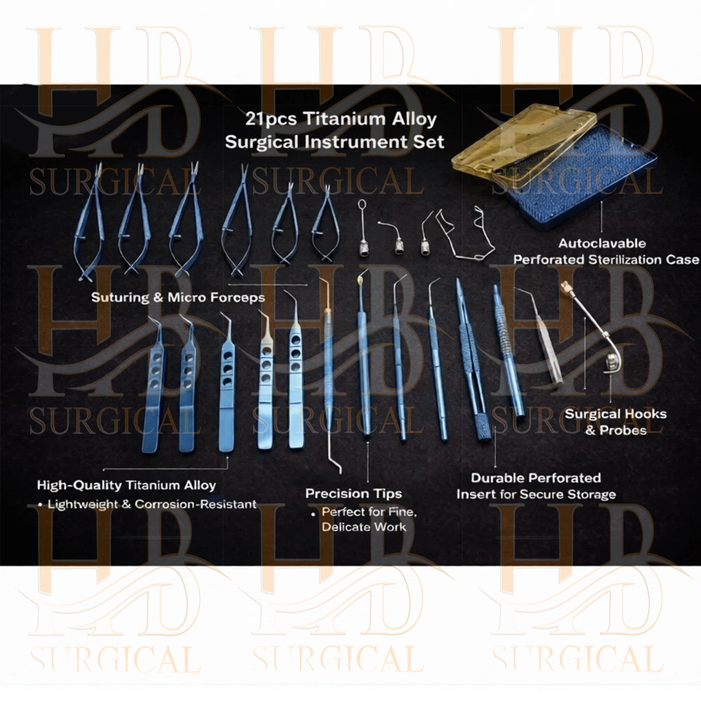 New 21pcs Ophthalmic Cataract Micro Surgery Surgical Instruments with cassette