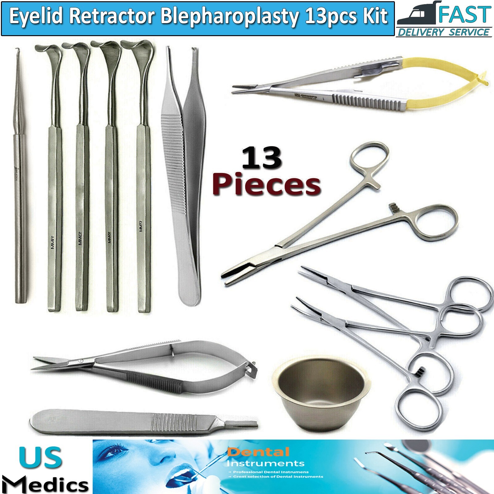 Blepharoplasty Surgery Eyelid Retractors Ophthalmic Micro Eye Surgery kit CE