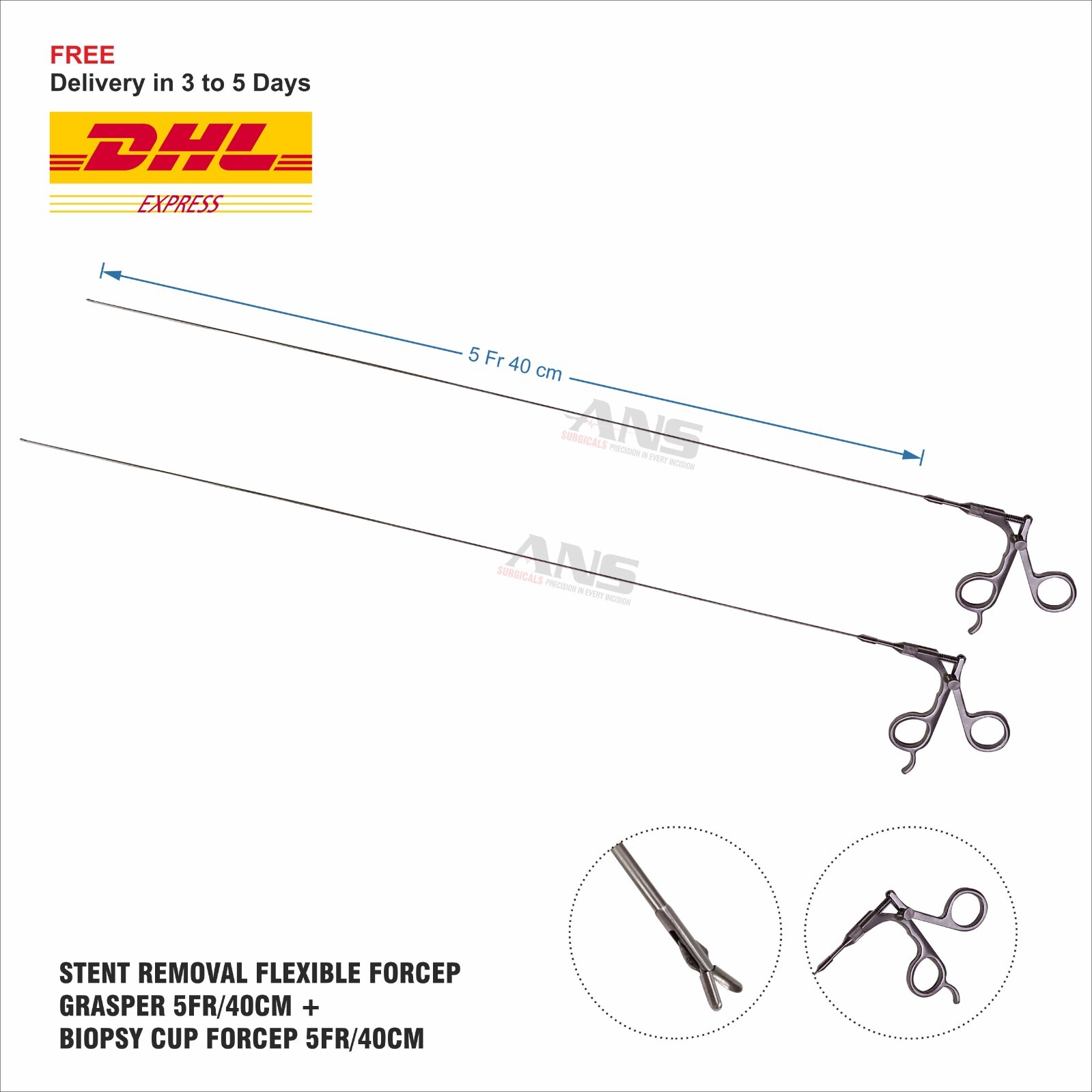 ANS Stent Removal Flexible Alligator 5fr/40cm + Biopsy Cup Forcep 5fr/40cm