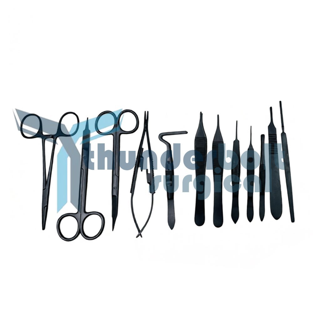 Blepharoplasty Instruments Set – Black | Plastic & Eye Surgery Kit with Box