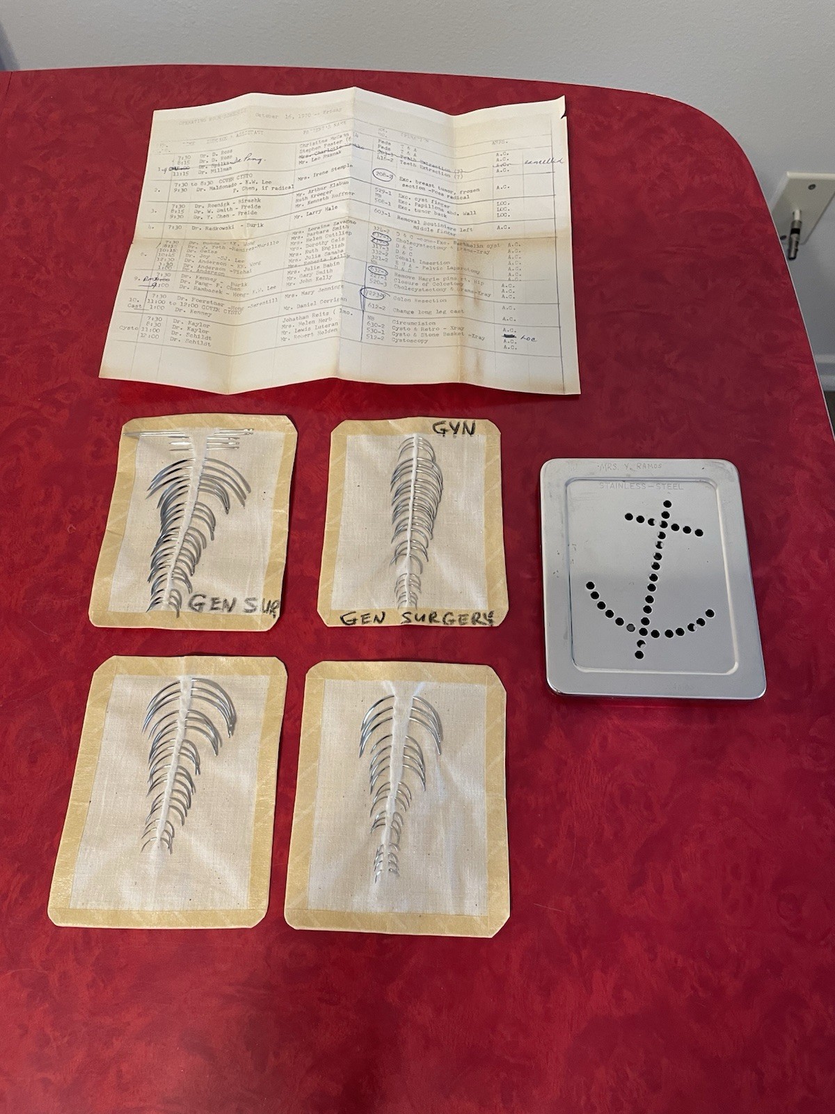 1969-70 Aneurysm Clip Sterilization Box With 85 Surgical Sutures & Schedule