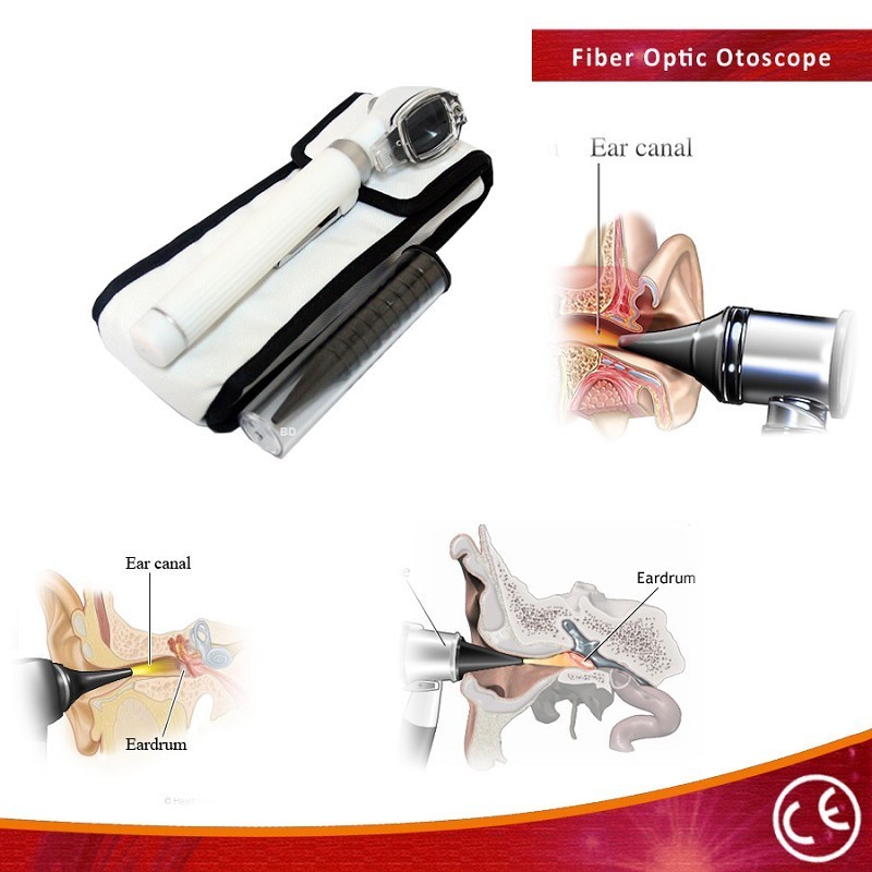 Fiber Optic Otoscope Mini Pocket White Medical Ent Diagnostic Set