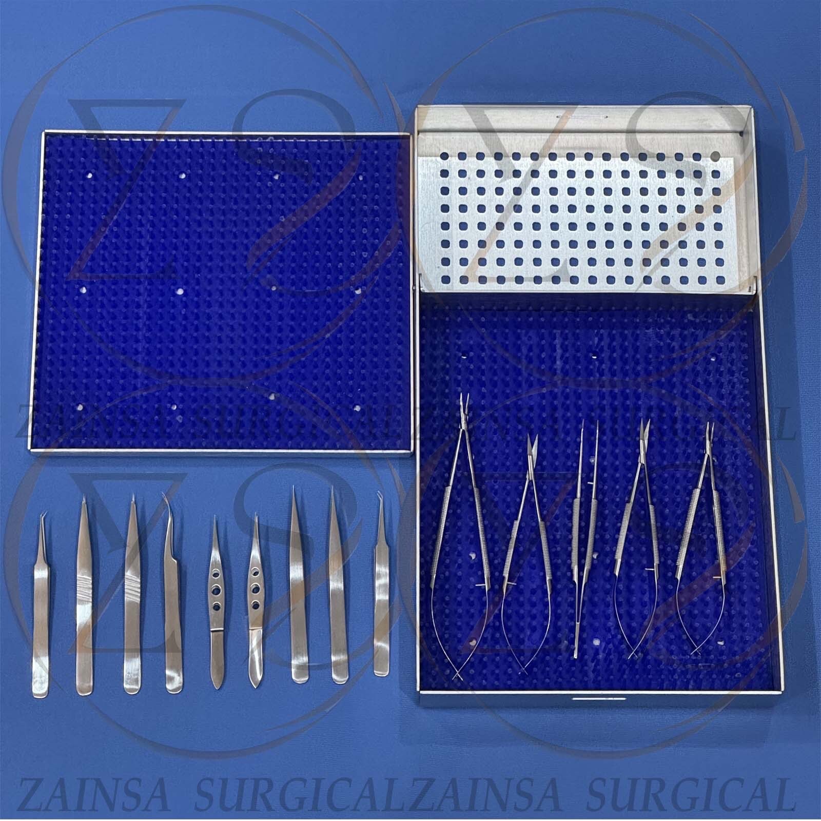Microsurgery instruments Set, 14 PCs Hand Micro Surgery Set, Sterilisation Trays