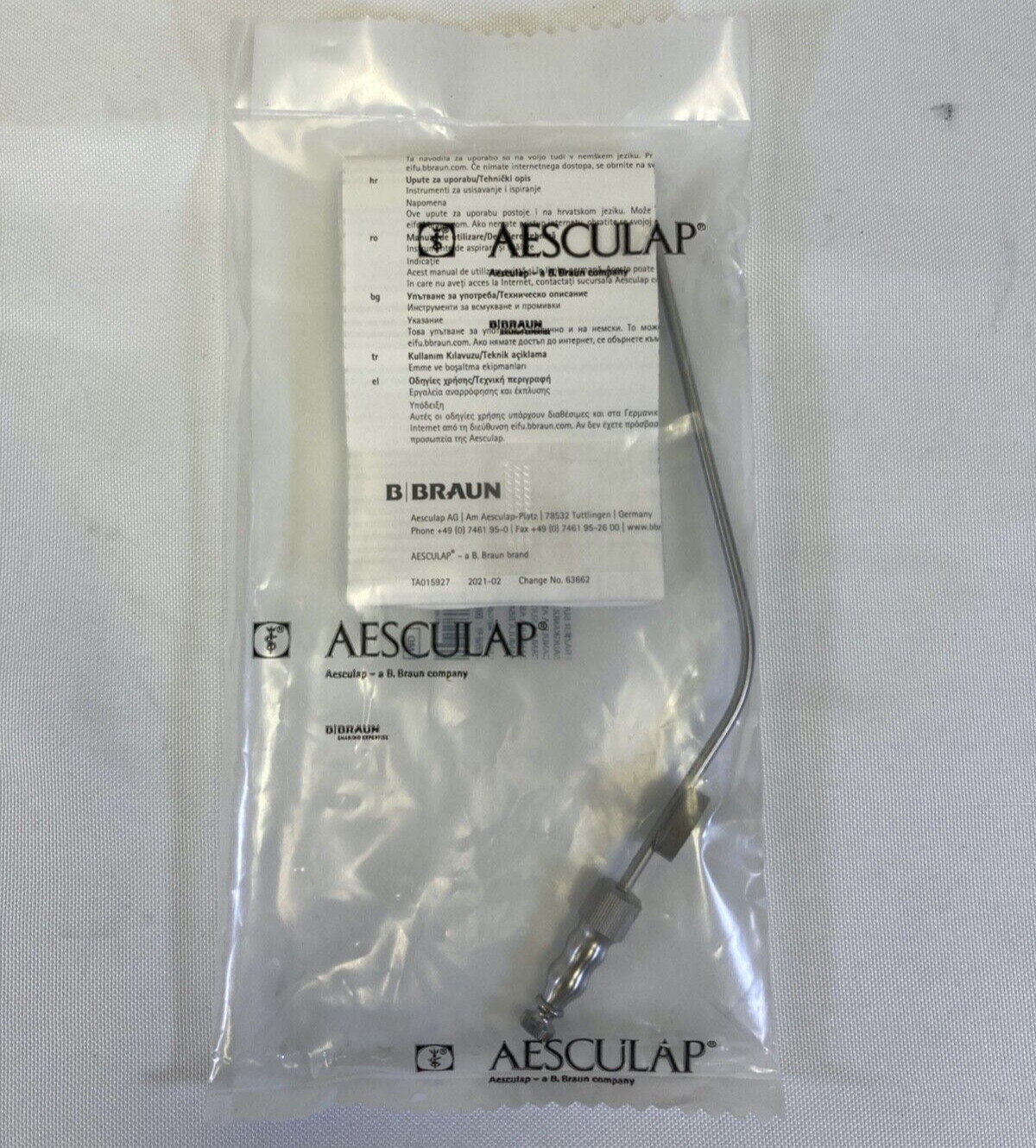 Aesculap GF923R Frazier Suction Cannula w/ Thumb Hole 3mm (9Fr) Neurology ENT